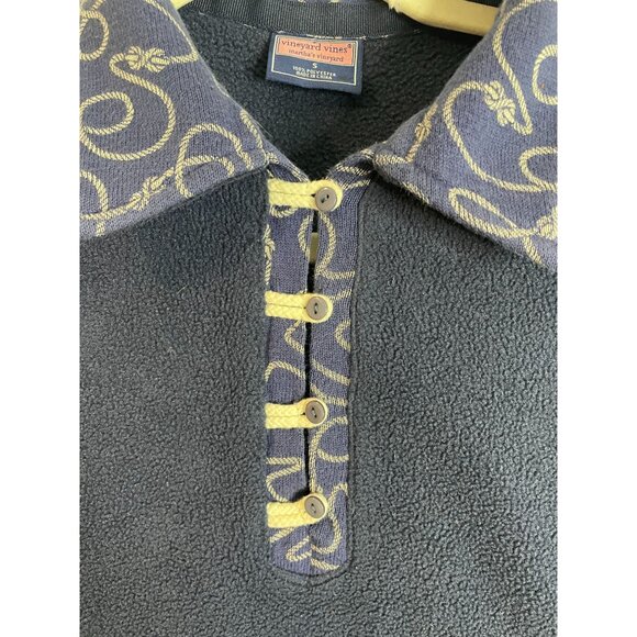Vineyard Vines Womens Navy Fleece Pullover With Patterned Collar Logo Size S - Picture 7 of 11
